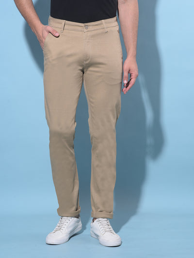 Beige Stretchable Trousers-Men Trousers-Crimsoune Club