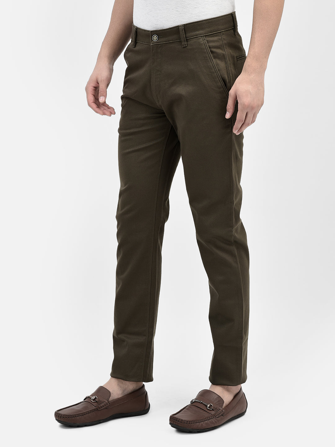 Olive Trousers-Men Trousers-Crimsoune Club