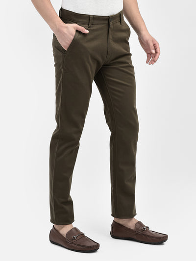 Olive Trousers-Men Trousers-Crimsoune Club