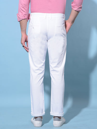 White Stretchable Trousers-Men Trousers-Crimsoune Club