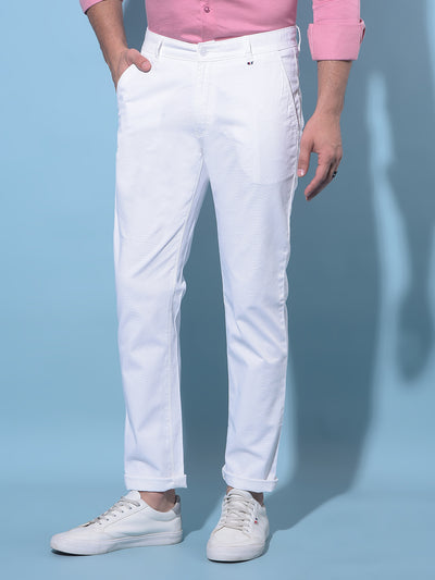 White Stretchable Trousers-Men Trousers-Crimsoune Club