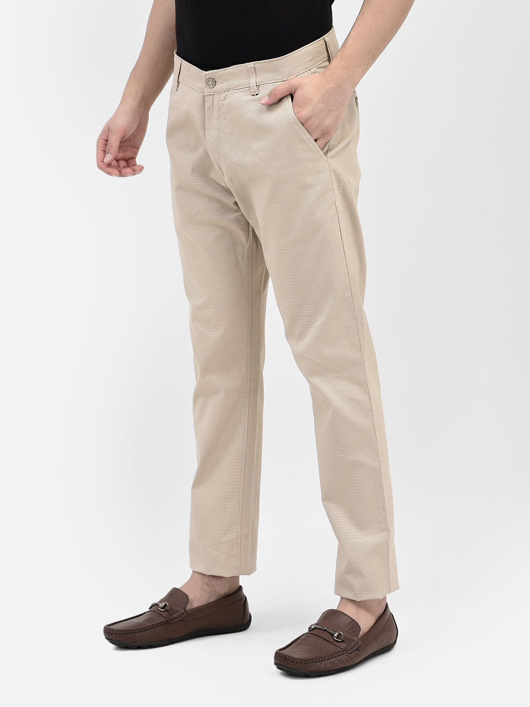 Beige Trousers-Men Trousers-Crimsoune Club