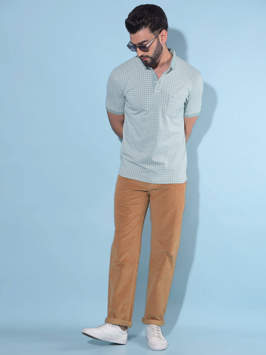 Beige Straight Stretchable Trousers-Men Trousers-Crimsoune Club