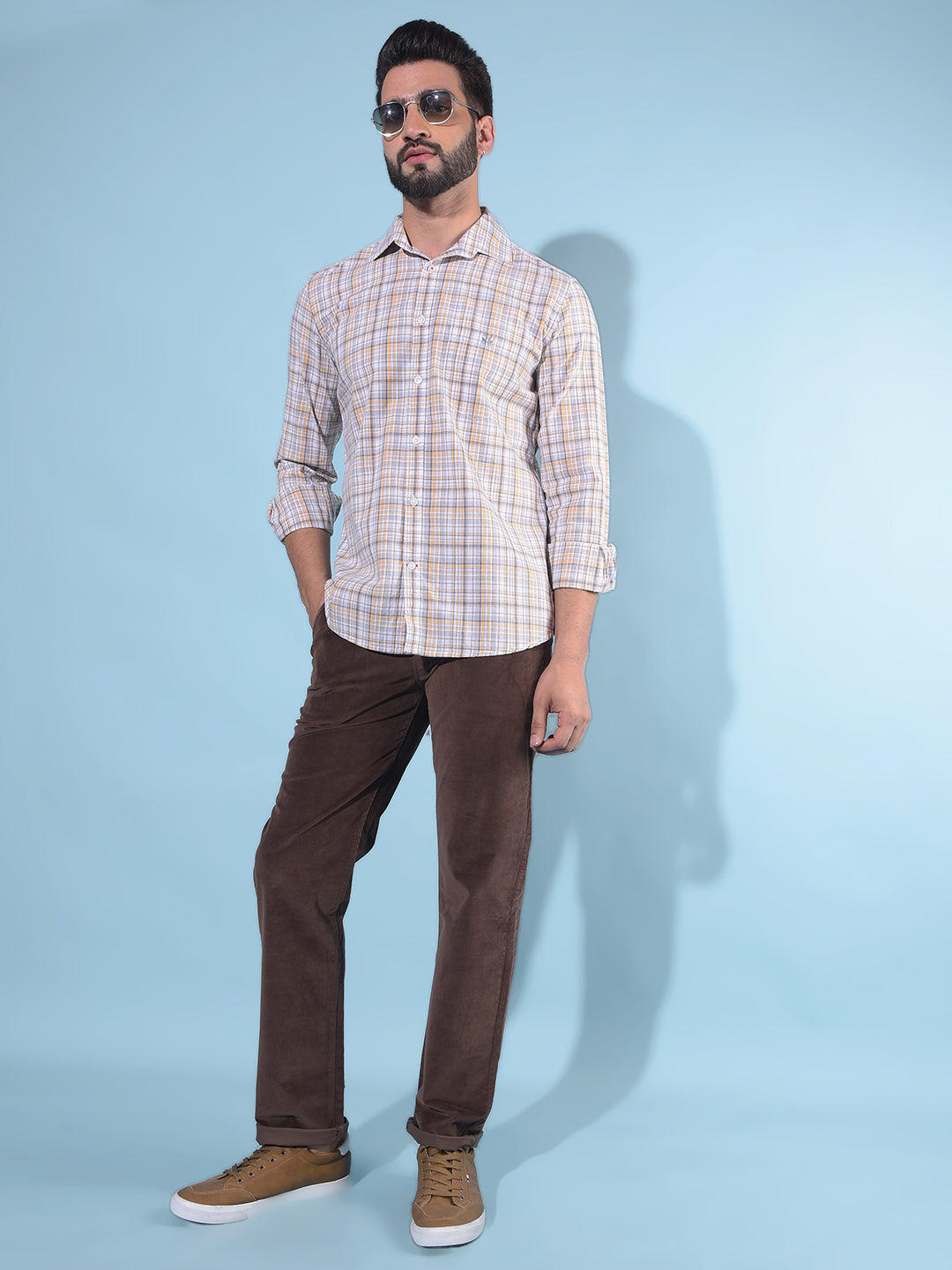 Brown Straight Stretchable Trousers-Men Trousers-Crimsoune Club