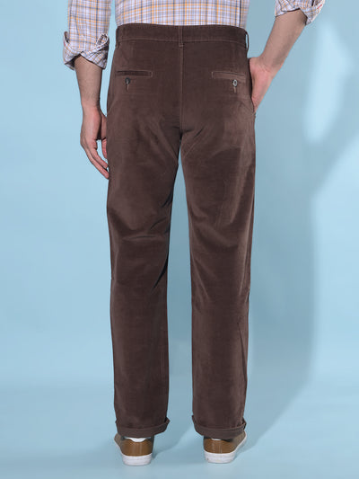 Brown Straight Stretchable Trousers-Men Trousers-Crimsoune Club