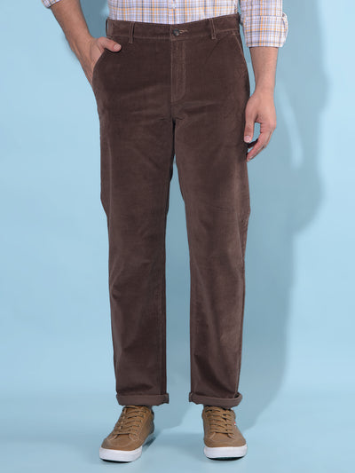 Brown Straight Stretchable Trousers-Men Trousers-Crimsoune Club