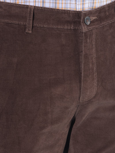Brown Straight Stretchable Trousers-Men Trousers-Crimsoune Club