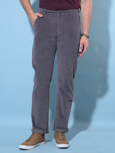 Grey Straight Chinos Trousers-Men Trousers-Crimsoune Club