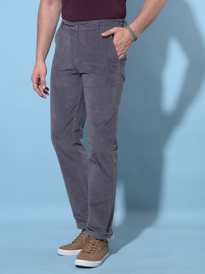 Grey Straight Chinos Trousers-Men Trousers-Crimsoune Club