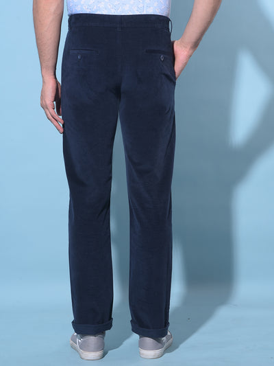 Navy Blue Straight Chinos Trousers-Men Trousers-Crimsoune Club