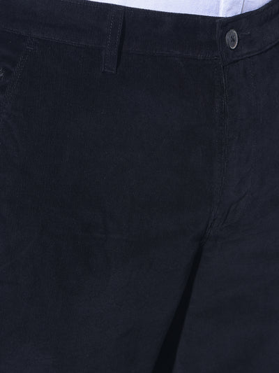 Black Straight Stretchable Trousers-Men Trousers-Crimsoune Club