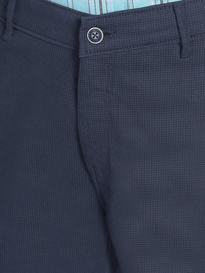 Navy Blue Checked Trousers-Men Trousers-Crimsoune Club