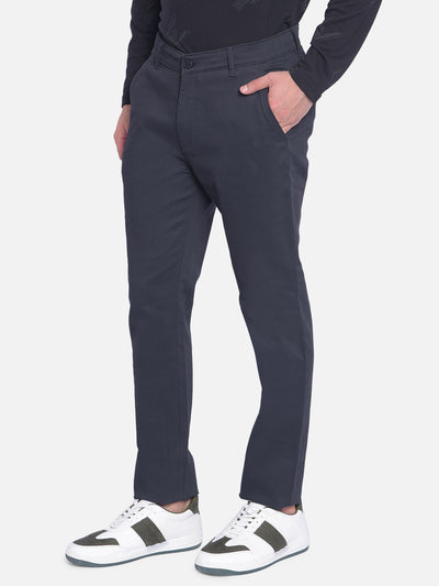 Navy Blue Printed Trouser-Men Jeans-Crimsoune Club