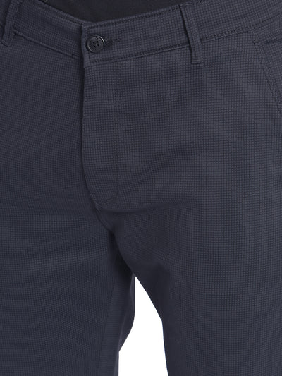 Navy Blue Printed Trouser-Men Jeans-Crimsoune Club