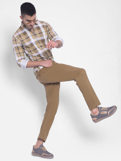 Brown Printed Trouser-Men Jeans-Crimsoune Club