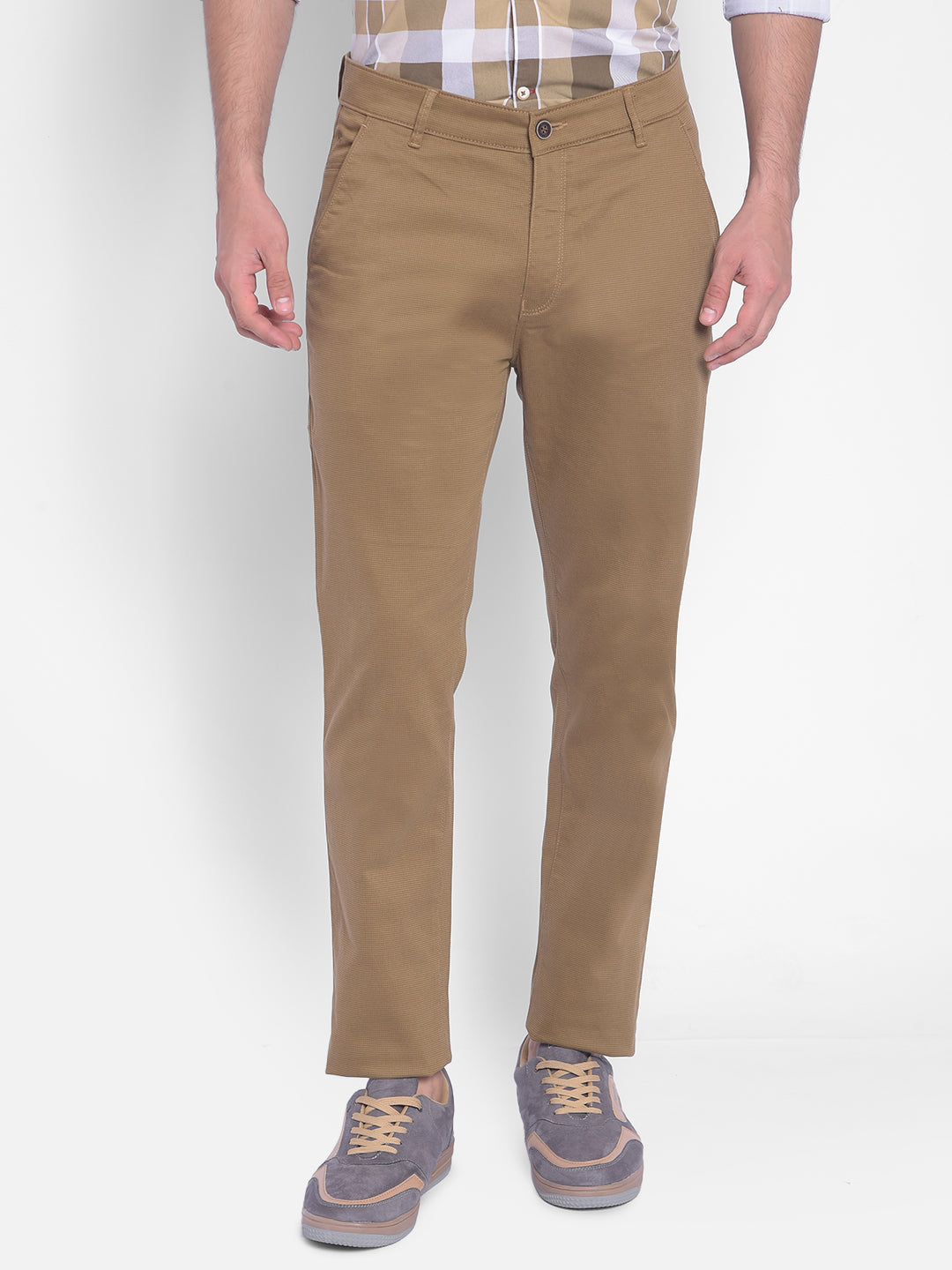 Brown Printed Trouser-Men Jeans-Crimsoune Club
