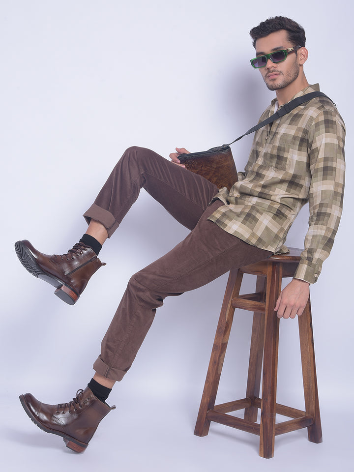 Brown Trousers-Men Trousers-Crimsoune Club