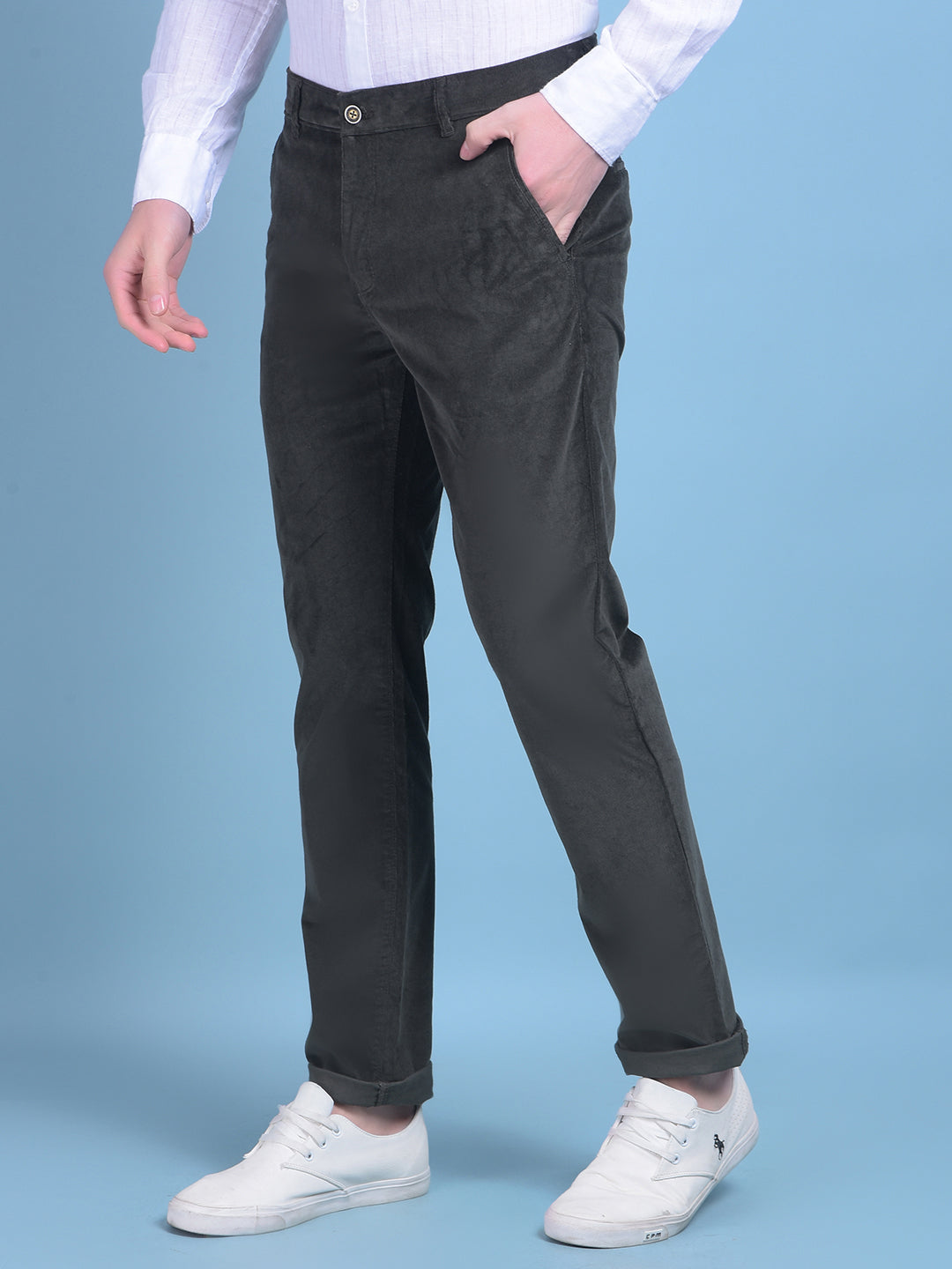 Olive Stretchable Cotton Trousers-Men Trousers-Crimsoune Club