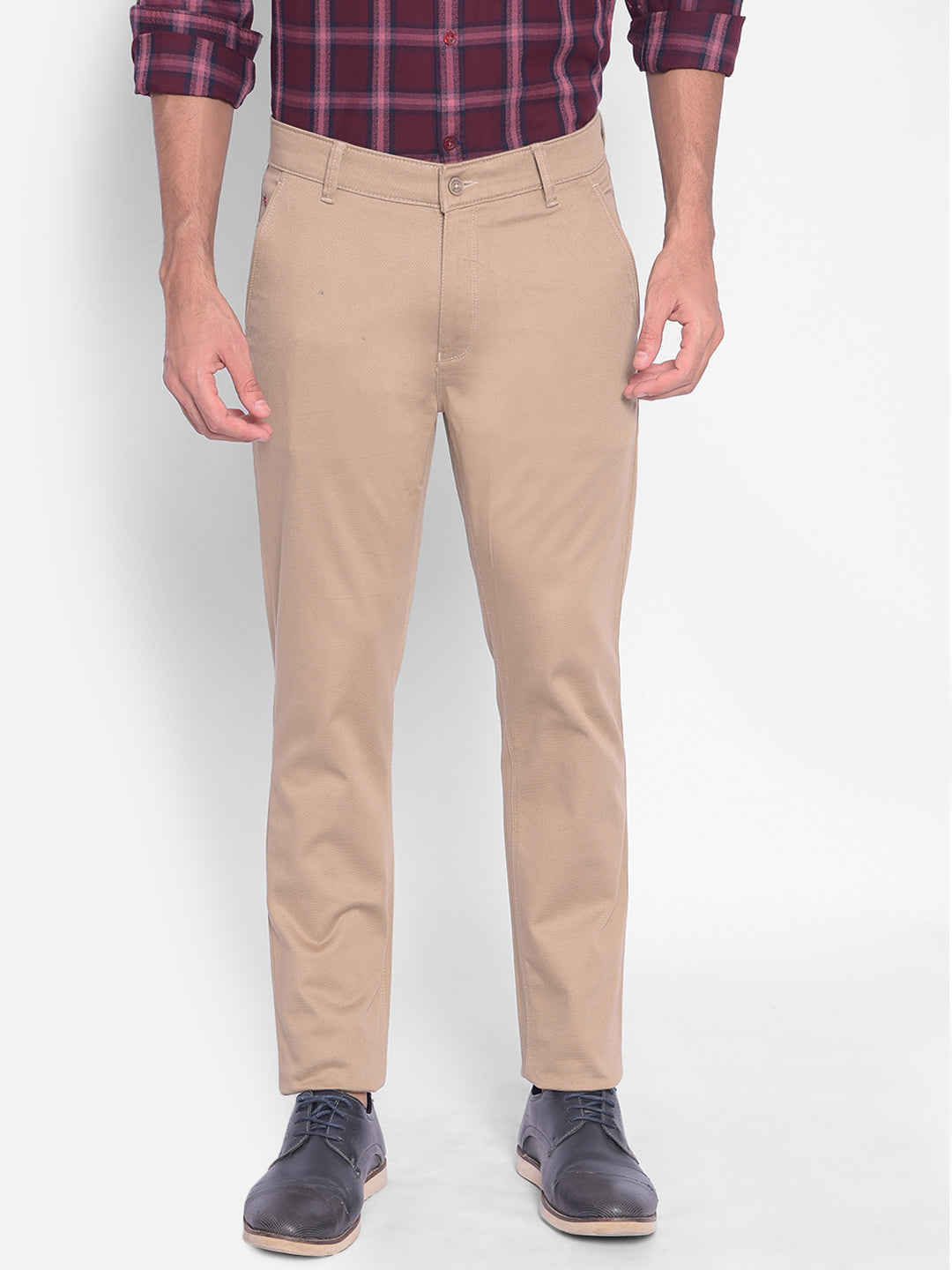 Beige Trousers-Men Trousers-Crimsoune Club