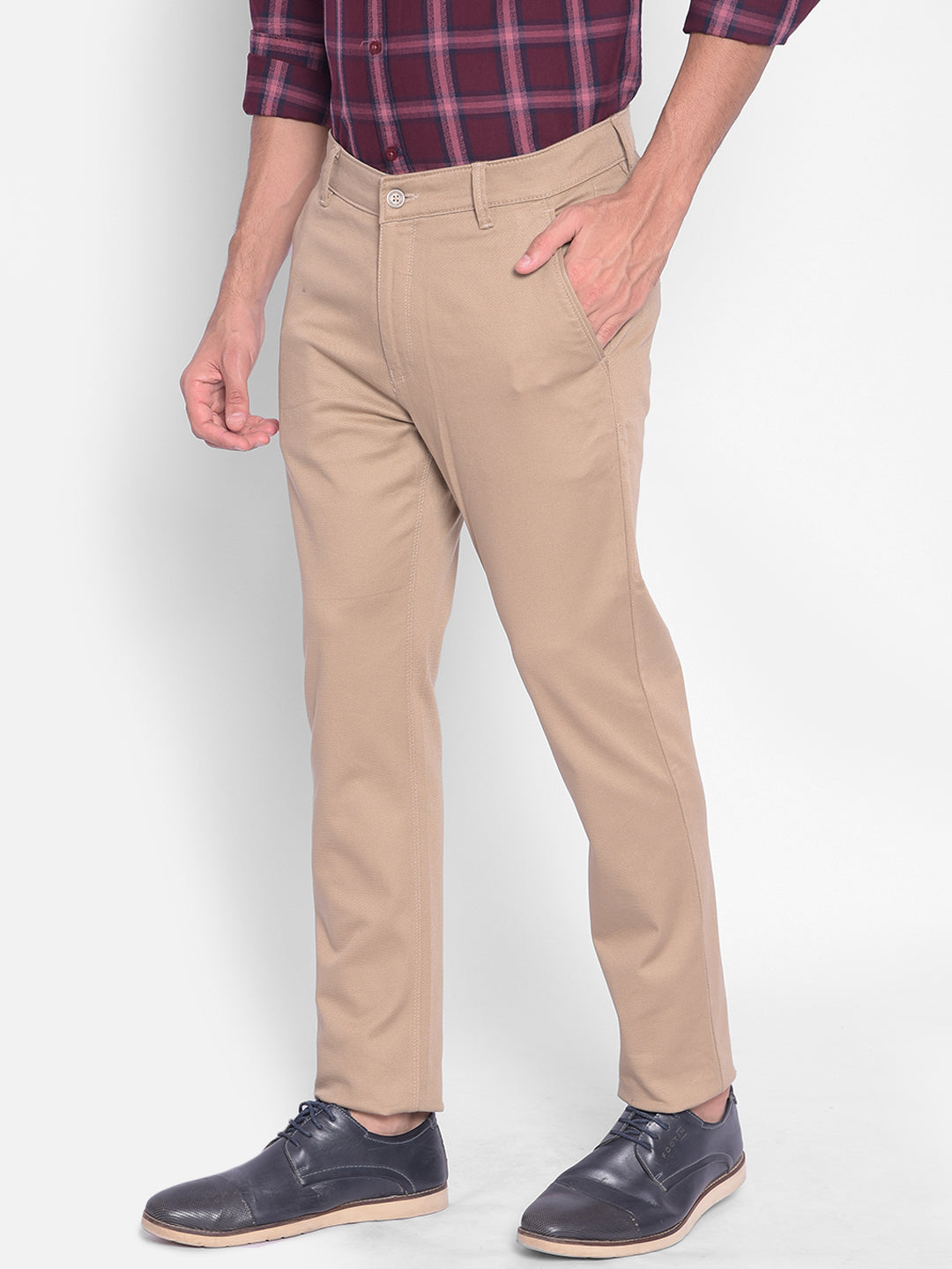 Beige Trousers-Men Trousers-Crimsoune Club