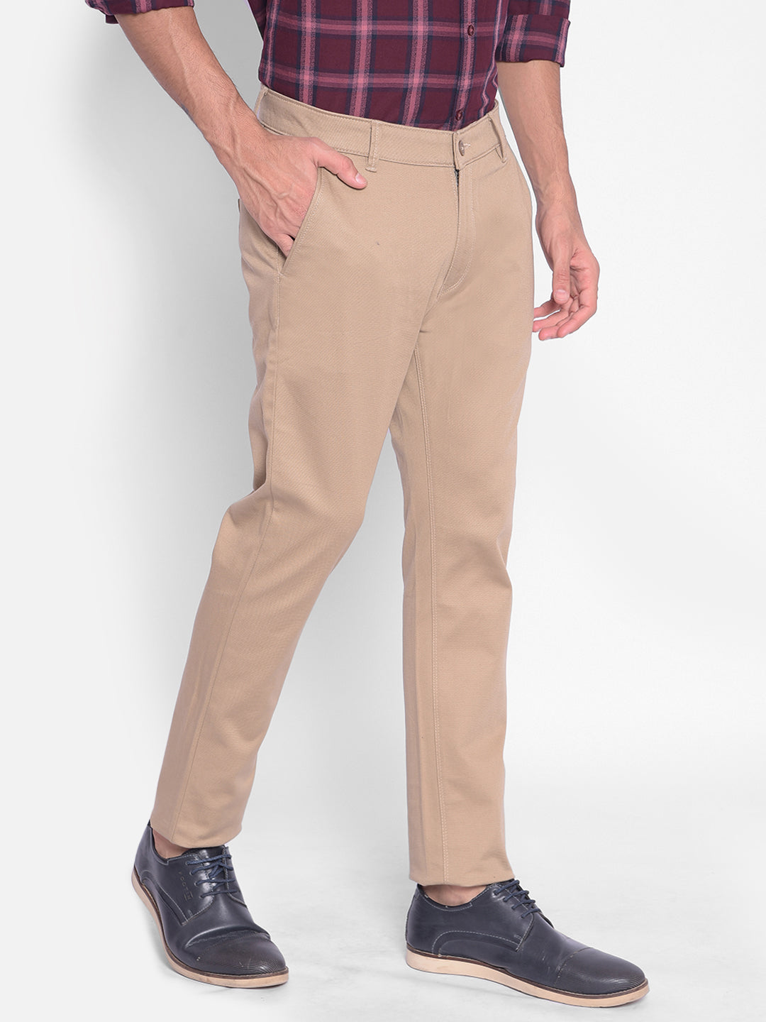 Beige Trousers-Men Trousers-Crimsoune Club