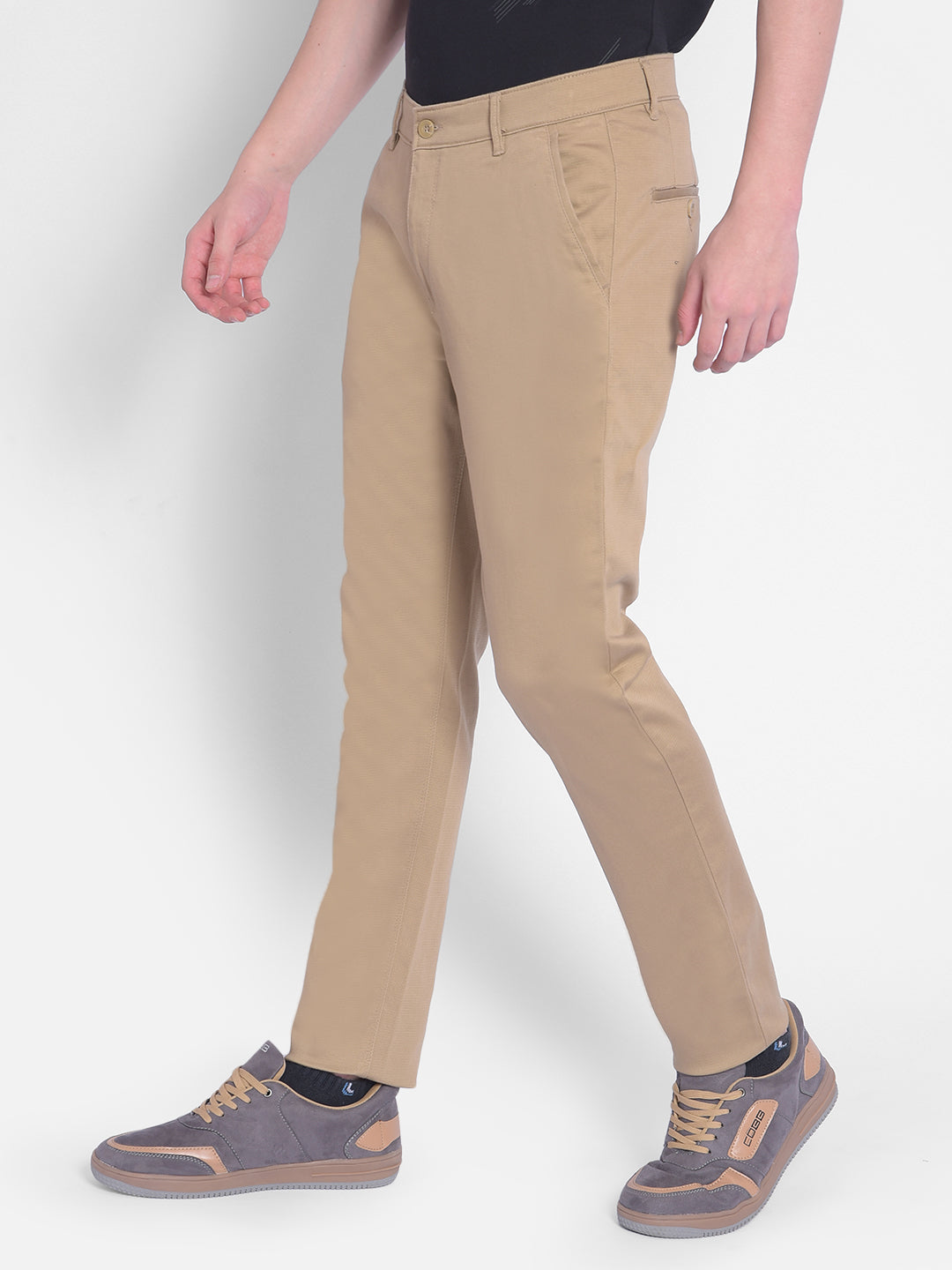 Beige Trousers-Men Trousers-Crimsoune Club