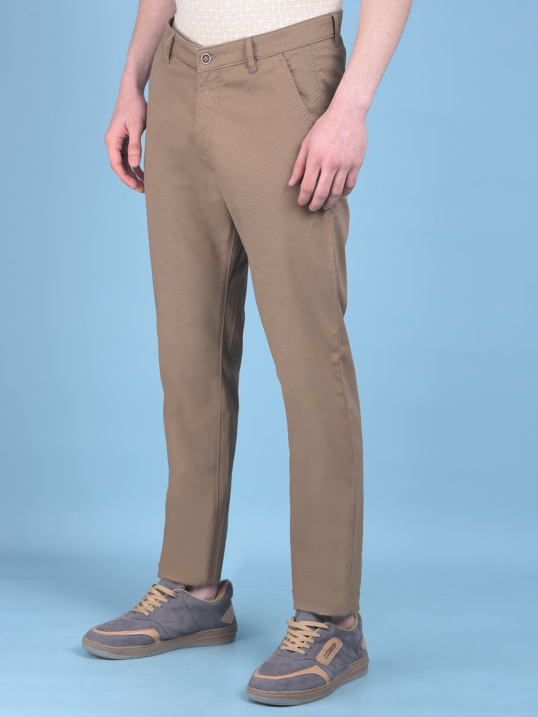 Beige Trousers-Men Trousers-Crimsoune Club