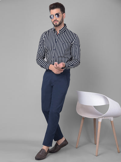 Navy Blue Trousers-Men Trousers-Crimsoune Club