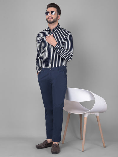 Navy Blue Trousers-Men Trousers-Crimsoune Club