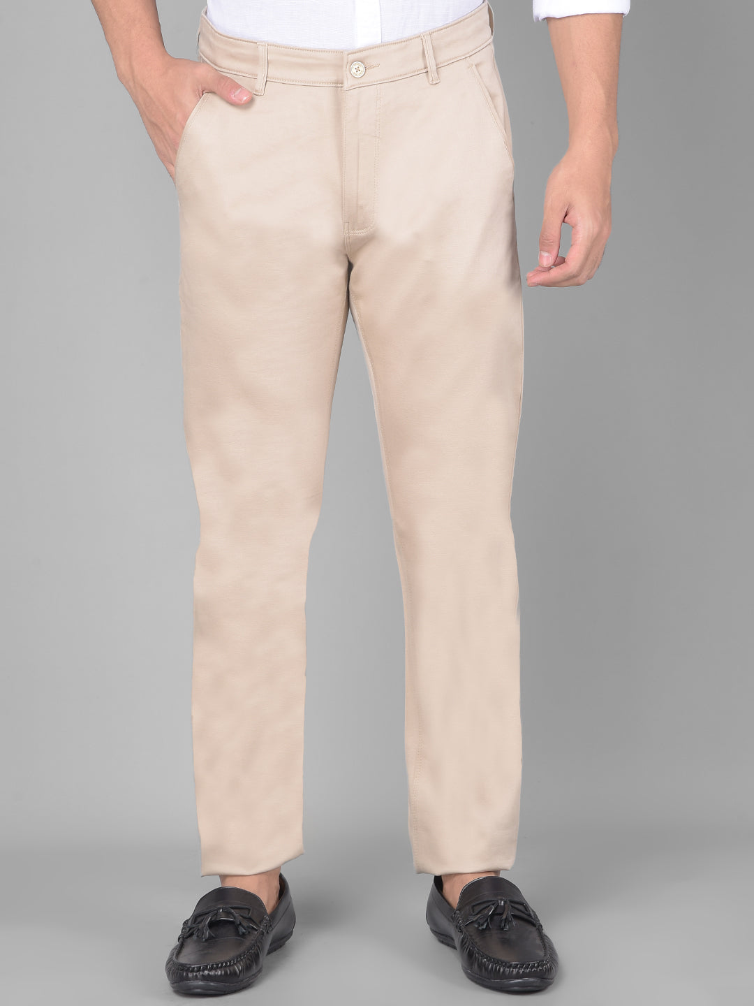 Beige Trousers-Men Trousers-Crimsoune Club