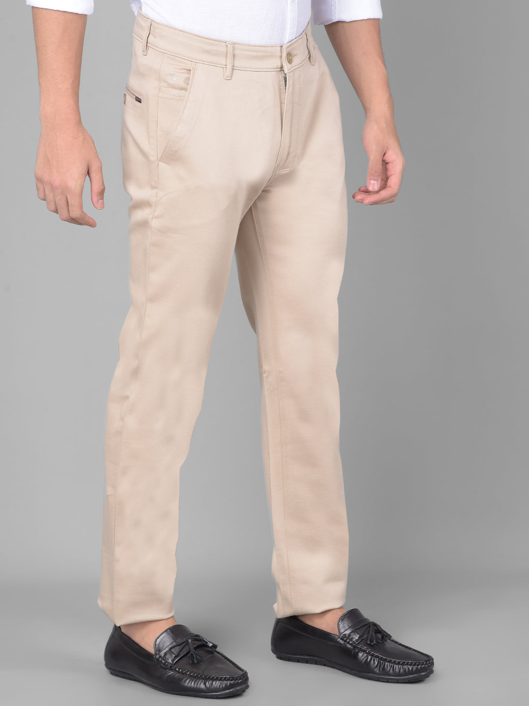 Beige Trousers-Men Trousers-Crimsoune Club