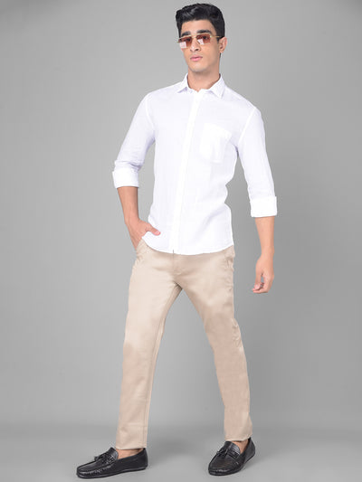 Beige Trousers-Men Trousers-Crimsoune Club