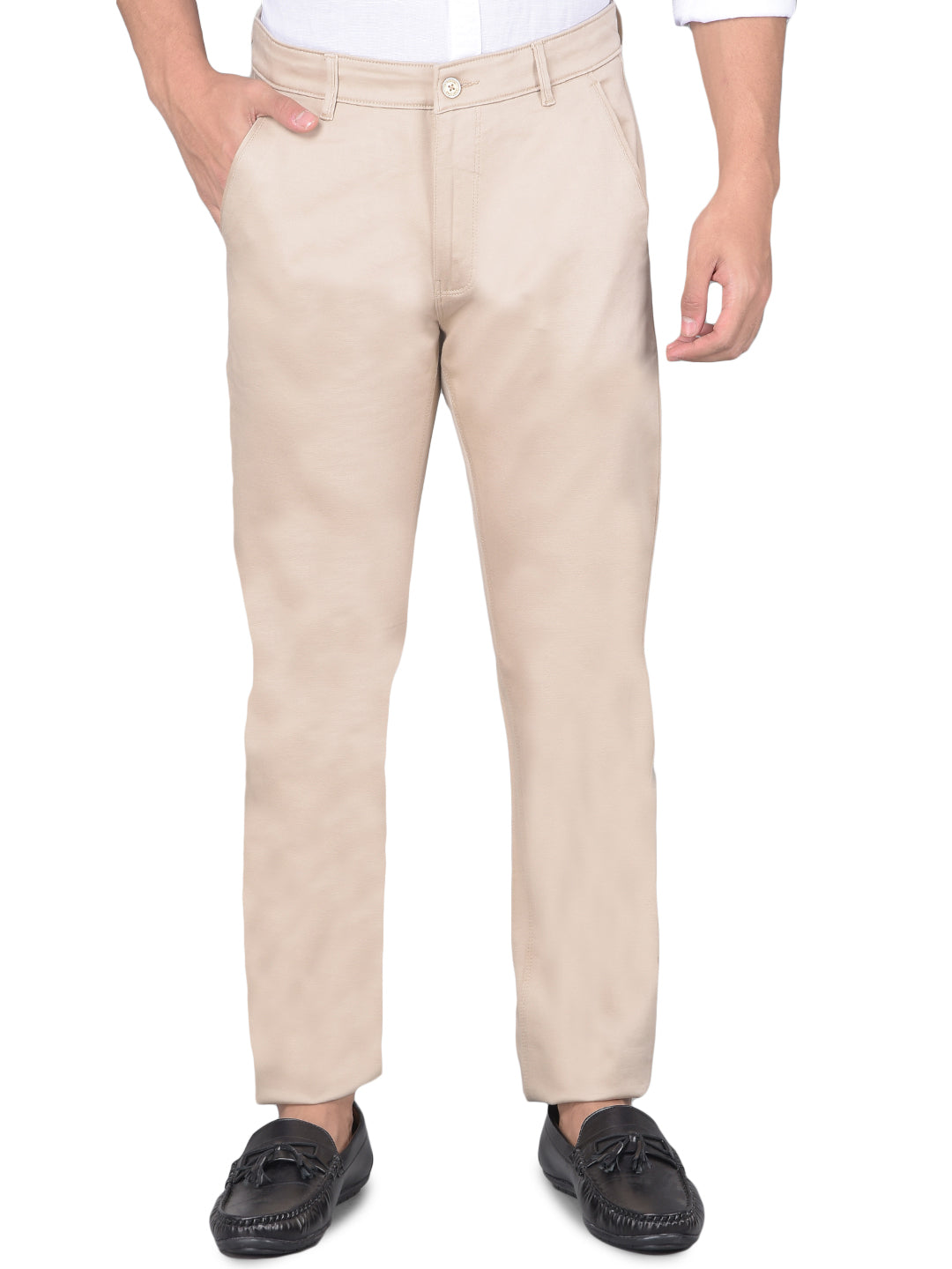 Beige Trousers-Men Trousers-Crimsoune Club