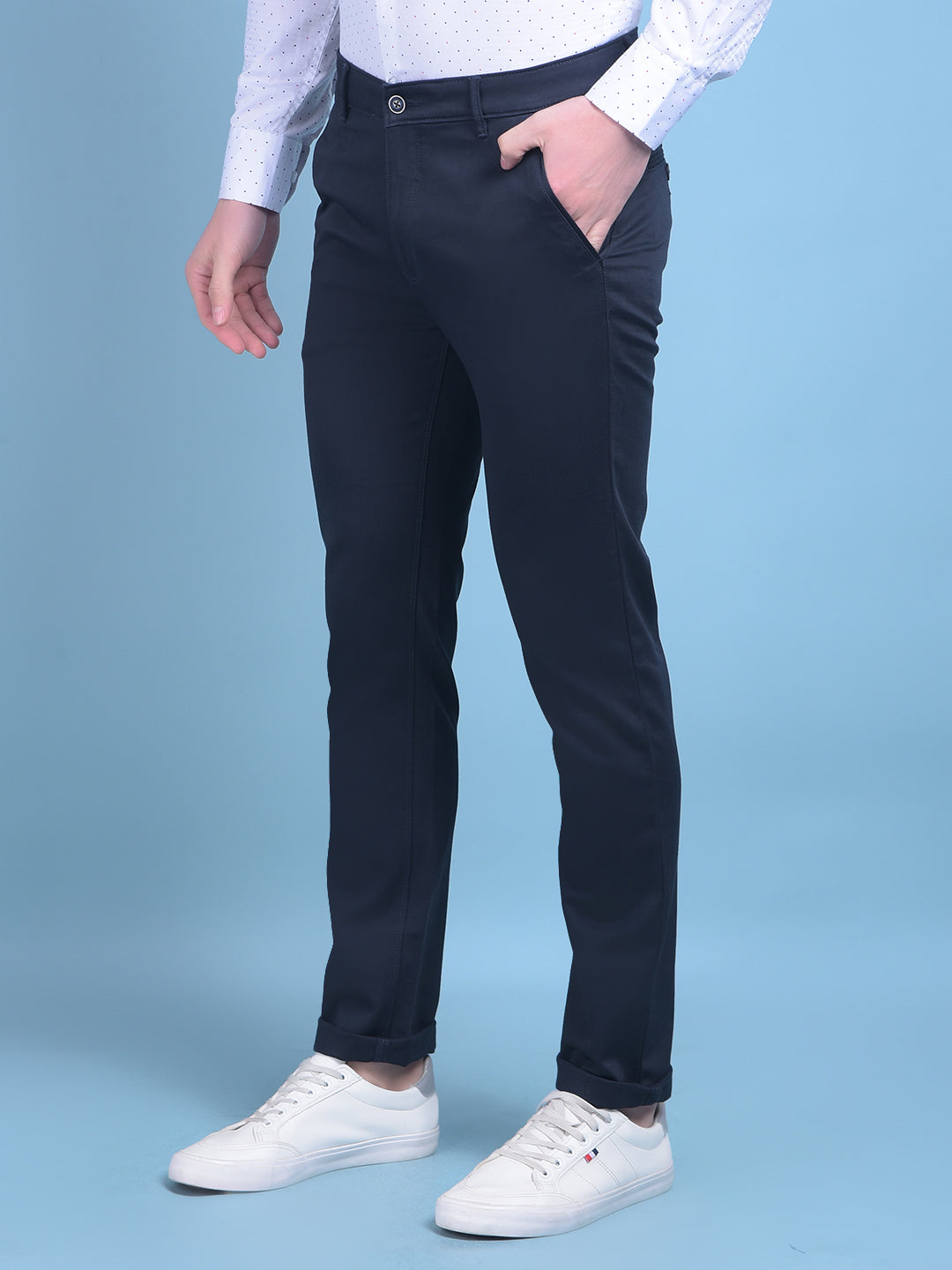 Navy Blue Trousers-Men Trousers-Crimsoune Club