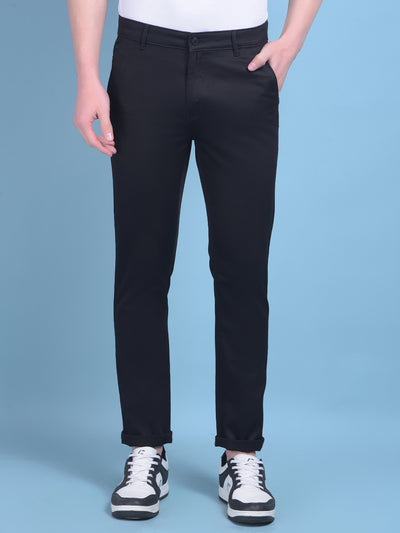 Black Stretchable Cotton Trousers-Men Trousers-Crimsoune Club