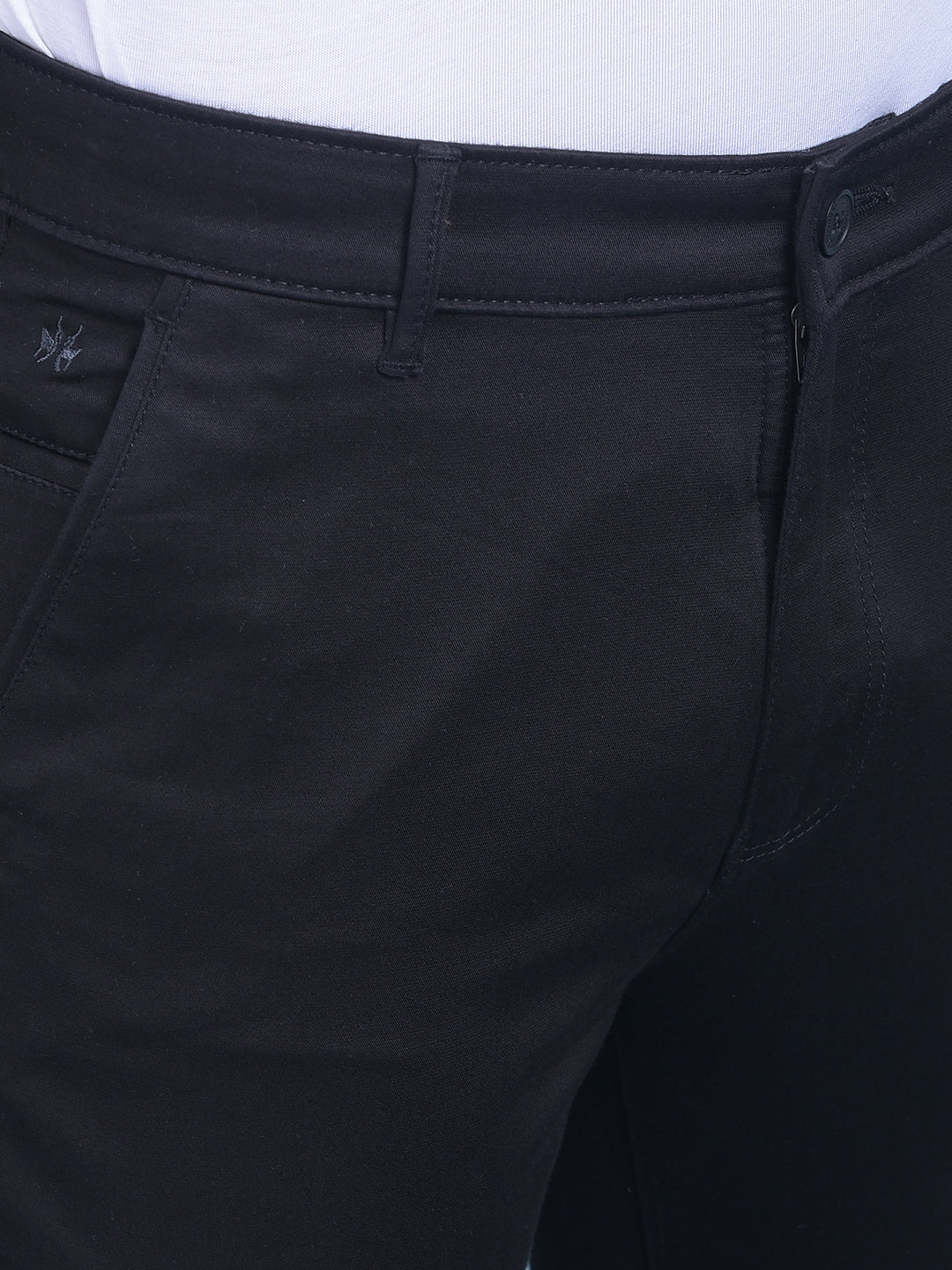 Black Stretchable Cotton Trousers-Men Trousers-Crimsoune Club