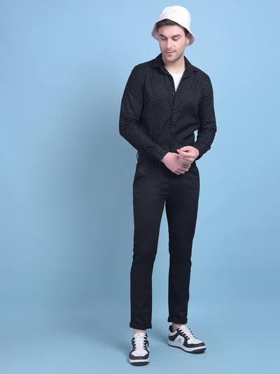 Black Stretchable Cotton Trousers-Men Trousers-Crimsoune Club