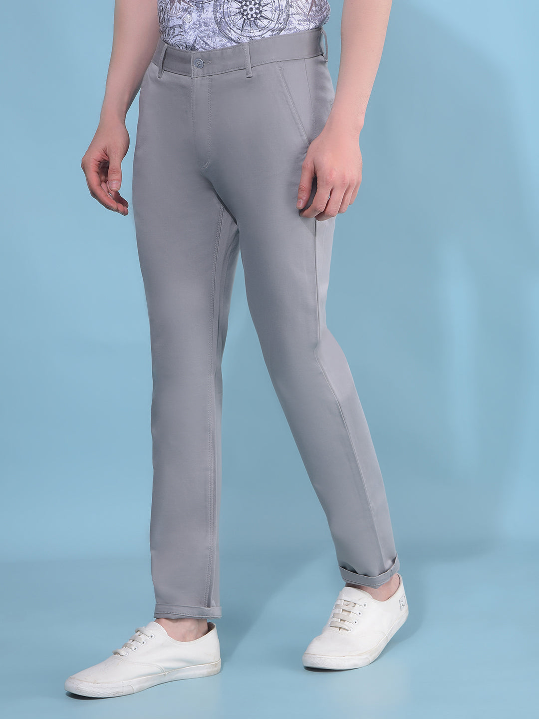 Grey Cotton Trousers-Men Trousers-Crimsoune Club