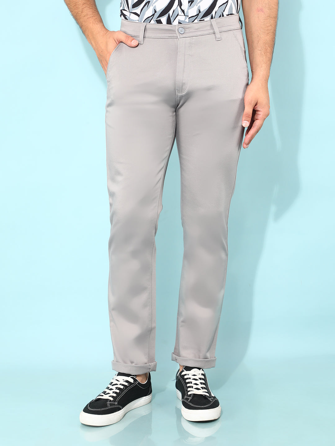 Grey Cotton Trousers-Men Trousers-Crimsoune Club