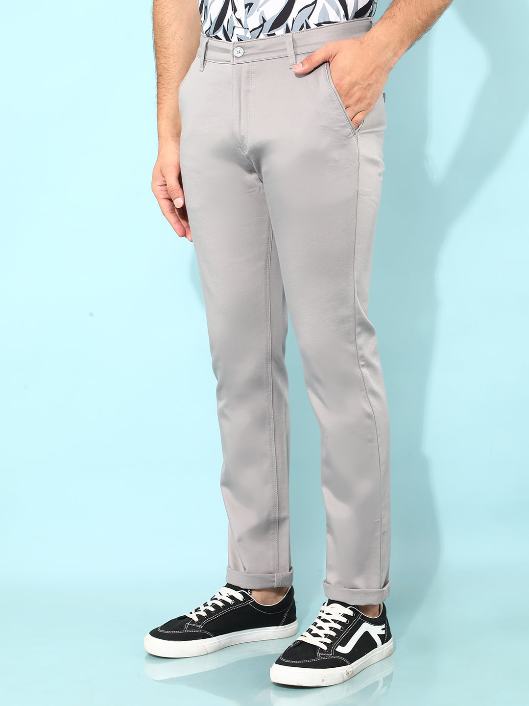 Grey Cotton Trousers-Men Trousers-Crimsoune Club