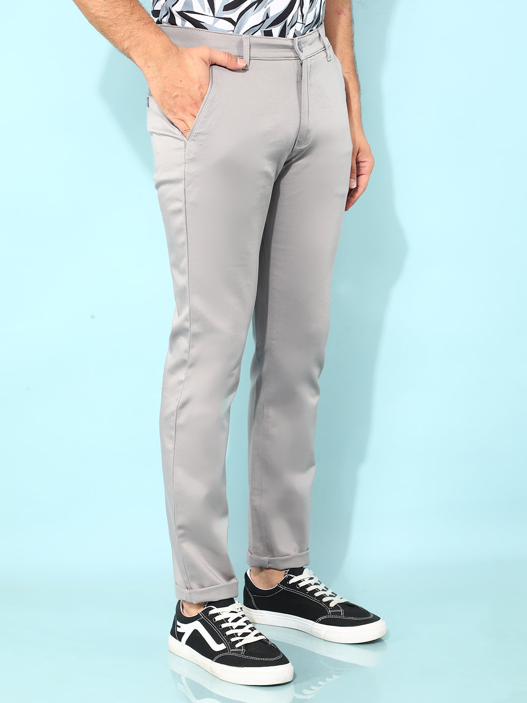 Grey Cotton Trousers-Men Trousers-Crimsoune Club