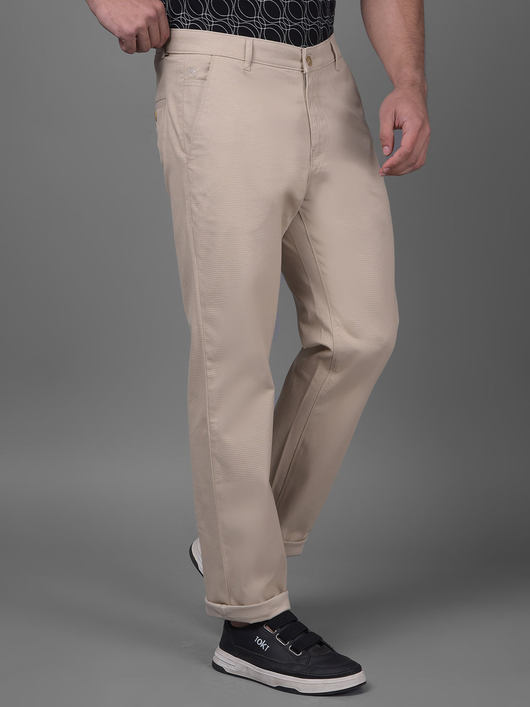 Beige Trousers-Men Trousers-Crimsoune Club