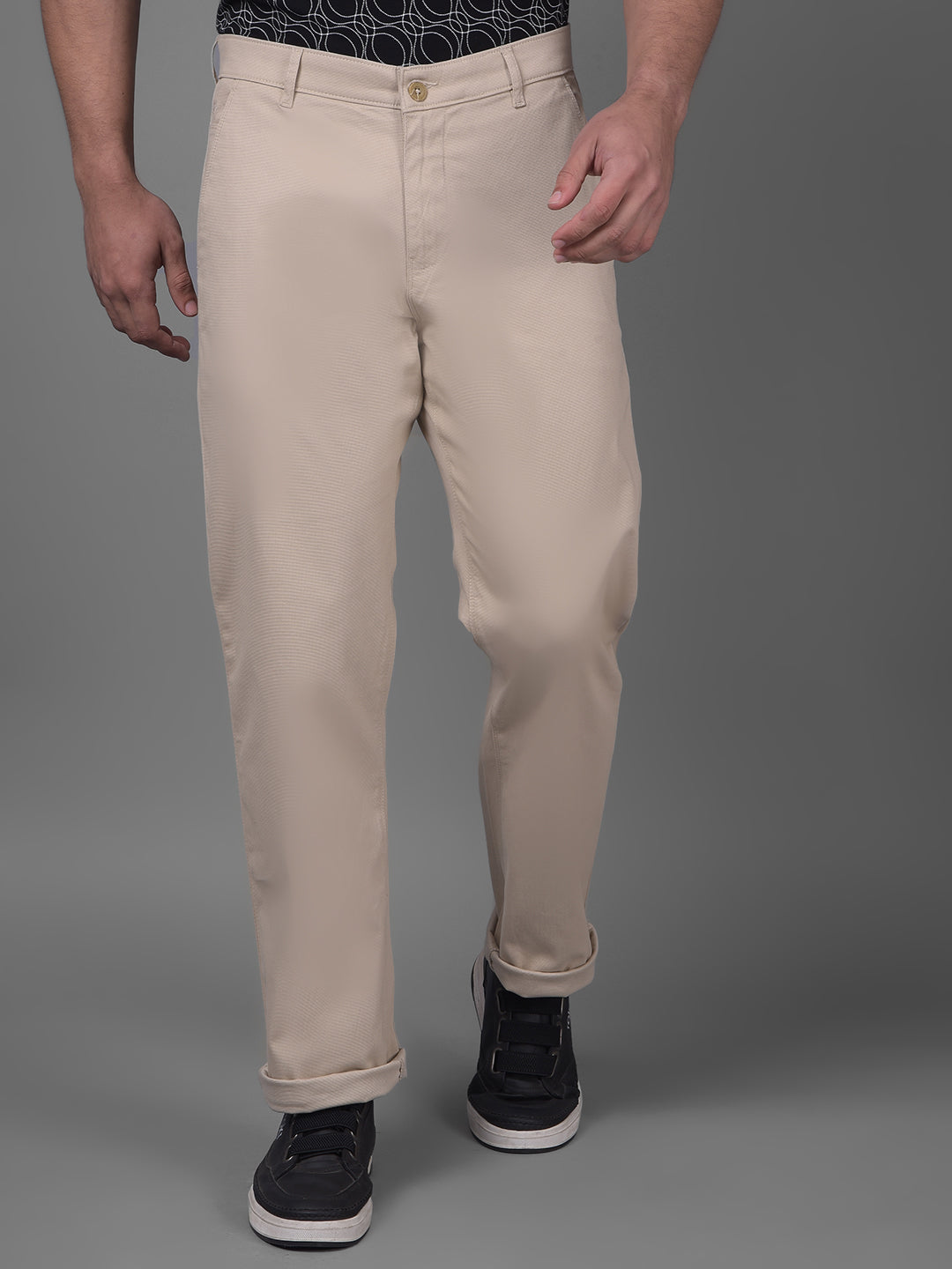 Beige Trousers-Men Trousers-Crimsoune Club