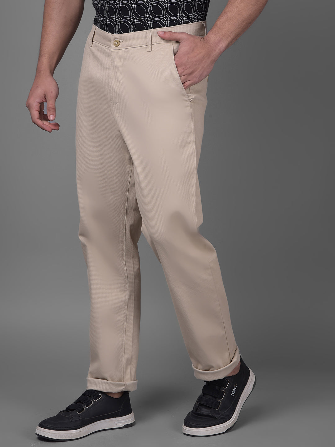 Beige Trousers-Men Trousers-Crimsoune Club