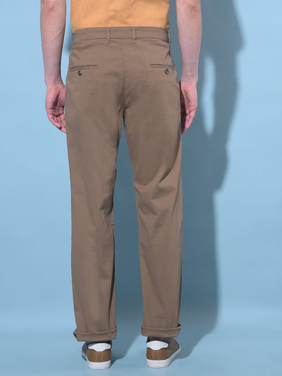 Khaki Straight Dobby Trousers-Men Trousers-Crimsoune Club