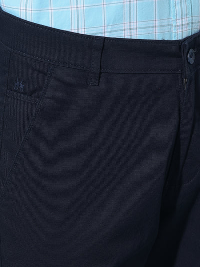 Navy Blue Straight Cotton Trousers-Men Trousers-Crimsoune Club