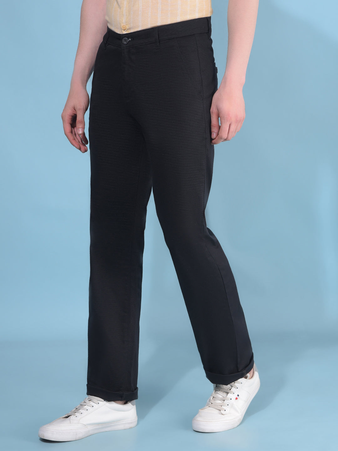 Black Printed Cotton Trousers-Men Trousers-Crimsoune Club