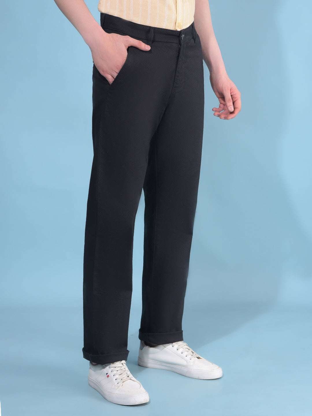 Black Printed Cotton Trousers-Men Trousers-Crimsoune Club
