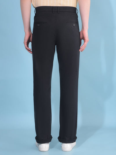 Black Printed Cotton Trousers-Men Trousers-Crimsoune Club