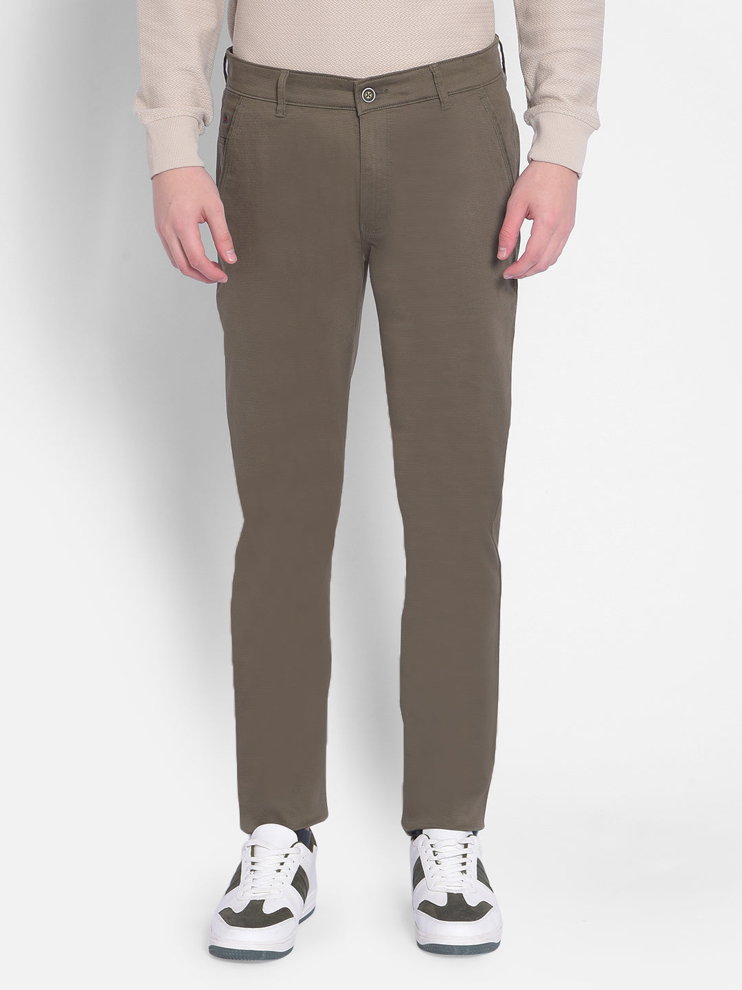 Olive Printed Trousers-Men Trousers-Crimsoune Club